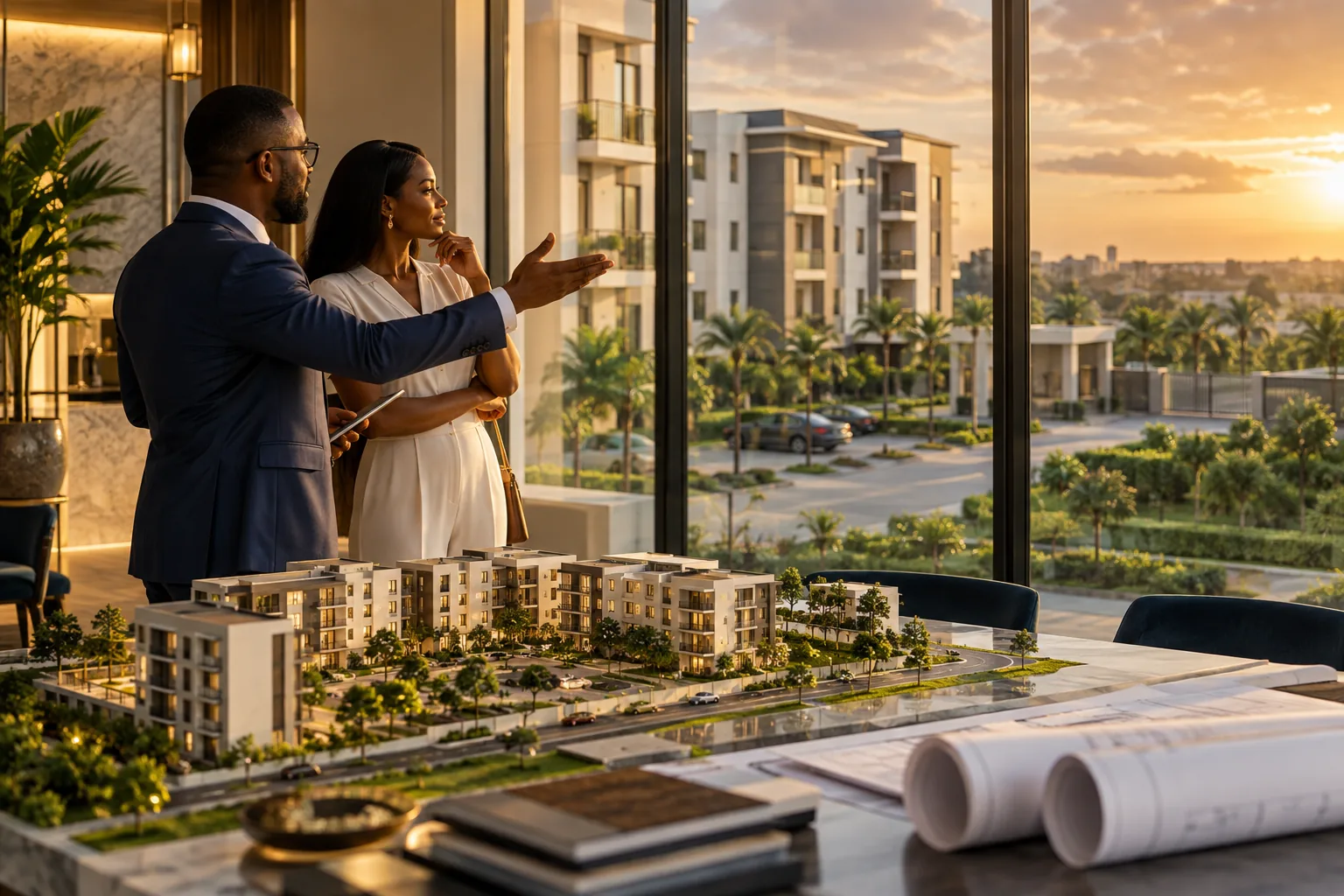 Property manager presenting a residential development with EstateOS